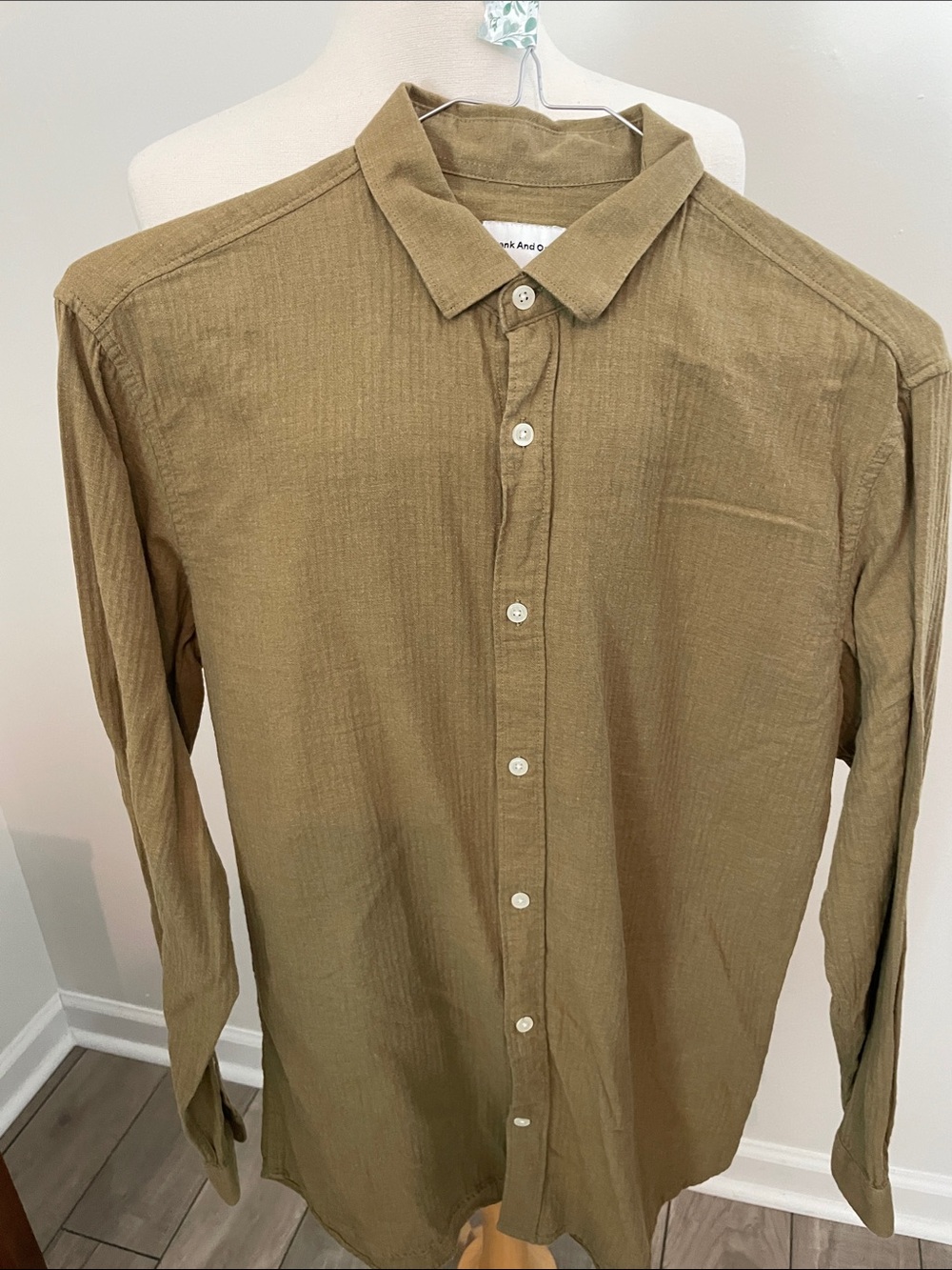Frank & Oak Olive Green Casual Button-Down Shirt